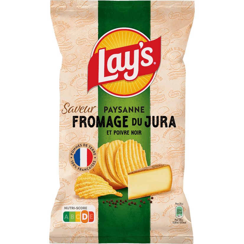 Lay's Recette Paysanne saveur Fromage du Jura et poivre noir