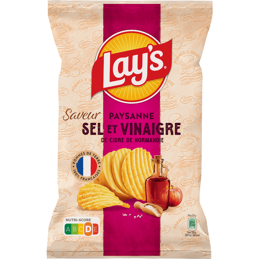 Lay’s Recette Paysanne saveur Sel et Vinaigre de cidre de Normandie