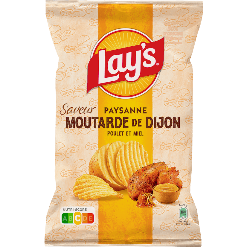 Lay’s Recette Paysanne  saveur Poulet, Moutarde  de Dijon et Miel 